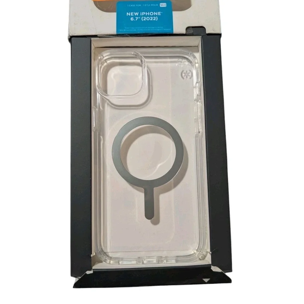 N1. Speck Presidio Perfect-Clear Chrome MagSafe Case For iPhone 14 Plus - (Used)